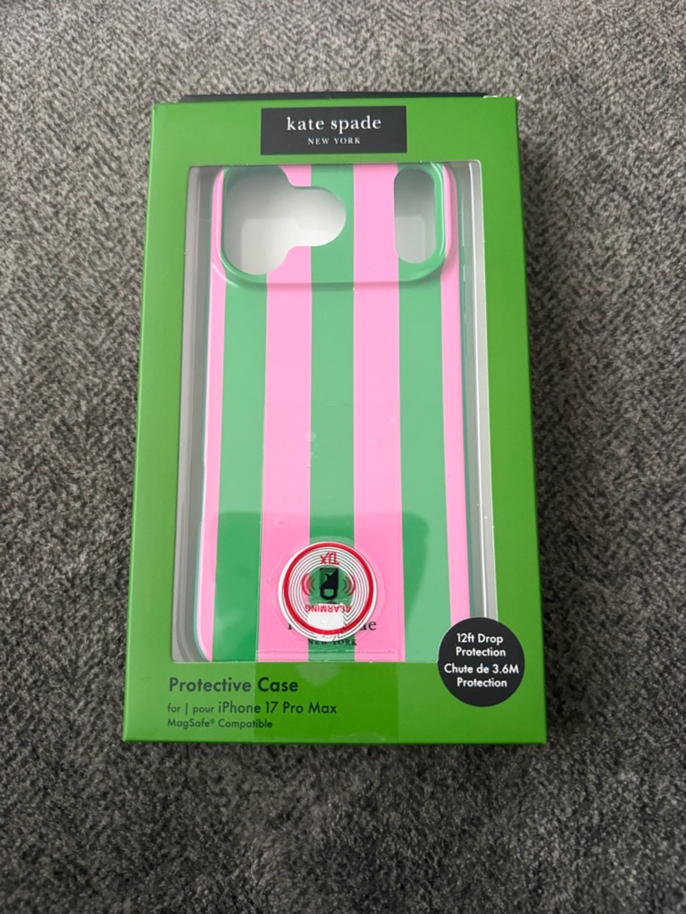 kate spade pink & green stripe iPhone 17 pro max case